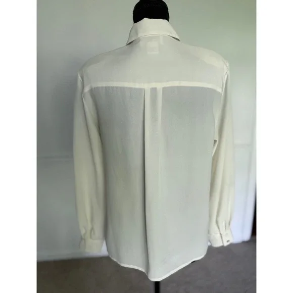 Vintage Leslie Fay Embroidered shirt Blouse off white Career Long‎ Sleeve Top - Picture 5 of 11